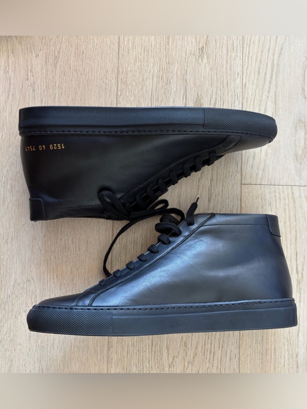 Common Projects Black High Top Sneakers Men’s US 7.5 EU 40 New